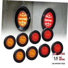 8pc 2.5 Amber Red Round Trailer Led Clearance Marker Lights 4 Amber 4 Red