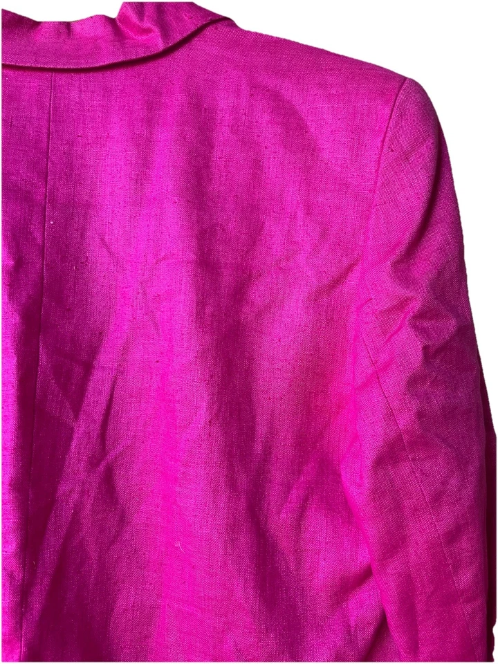 90s Liz Claiborne Linen Blazer Hot Pink Fuchsia Jacket Lined Vintage Preppy 14 - Image 3 of 4