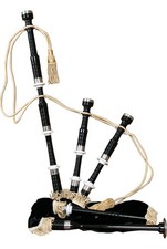 FULL SIZE BAGPIPES SET w/ BLACK COVER REXINE BAG EXTRAS