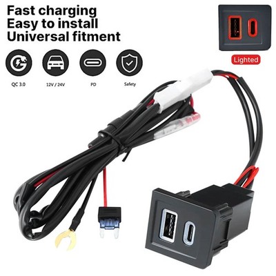 Doppelt USB-A C PD QC3.0 Ladegerät Buchse Steckdose für VW Multivan T5 2003-2015