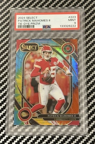 2024 Select Patrick Mahomes 223 Club Level Tie-Dye Prizm Jersey #15/25 PSA 9
