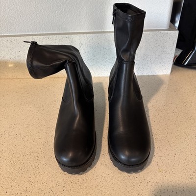 Call It Spring Nickii Black Vegan Leather Platform Lug Sole Ankle Boots Women 10