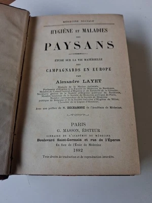 livre ancien Medecine Hygiene Et Maladies Des Paysans A. Layet-1882 - Photo 1/4