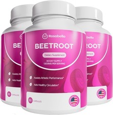 Rosabella Organic Beet Root 1300mg   Circulation  Vitality Support, 60 Caps