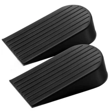 Extra Large Door Stopper 2 Pack 1.9 Inch High Black Rubber Reusable Wedge