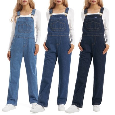 HISEA Women Stretchy Denim Overalls Fashion Straight Jeans Loose Fit Bib Overall