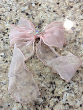 Girls 6" Large Princess Crown Bow Hair Clip Pink Lace