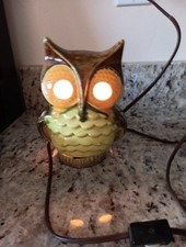 Vintage Ceramic Owl Light Up Eyes Shelf Table Lamp MCM Electric READ