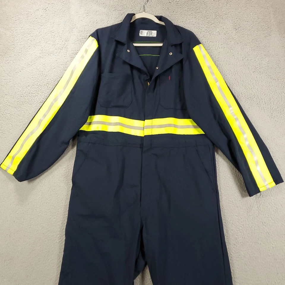 Aramark Coveralls Mens 40 R Blue Hi Vis Reflective Workwear Safety Work Uniform - Image 3 of 4