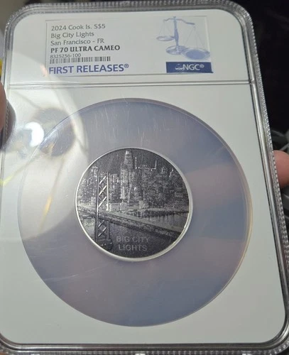2024 COOK ISLANDS $5 SILVER SAN FRANCISCO BIG CITY LIGHTS NGC PF70 FIRST RELEASE