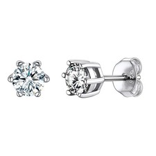 925 Sterling Silver Stud Earrings for Women, Heart/Round Birthstone Earrings ...
