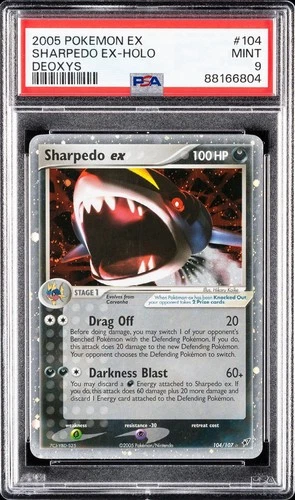 Pokemon EX Deoxys Sharpedo Holo Card #104 PSA 9 Mint SWIRL