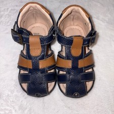 Baby Modes Leather Sandals Toddler Size 20 Navy Brown Closed Toe Summer Shoes