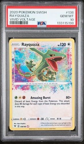 2020 POKEMON SWORD & SHIELD VIVID VOLTAGE #138 RAYQUAZA PSA 10