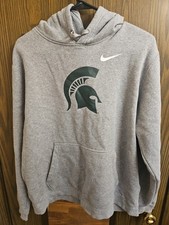 Nike MSU Michigan State Spartans Hoodie Sweatshirt Mens Large Gray