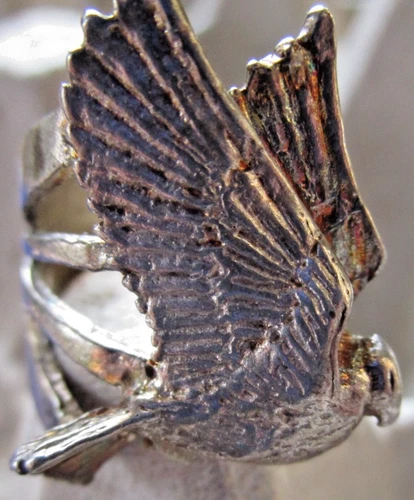 Vintage SILVER Ring EAGLE Voorhees BAND size 5.5 EAGLE is ~1" in Length STERLING