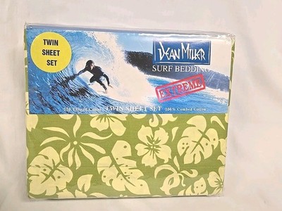 Dean Miller HIBISCUS 3pc Twin Set HAWAII Surfing Lime Green Tropical NEW