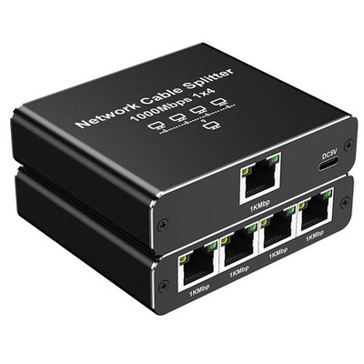 Gigabit Ethernet Splitter Adapter 4 Ports Netzwerkkabel Hub Adapter