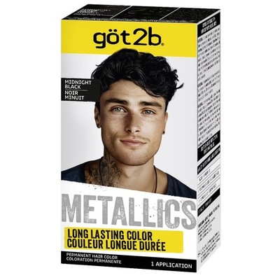 Metallics Permanent Hair Dye, M48 Midnight Black, Hair Color for Women , 1 Kit