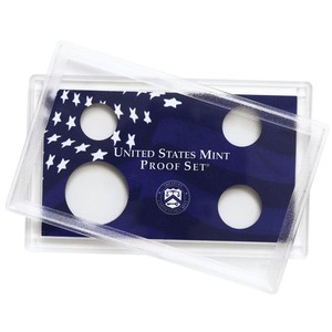 Empty Plastic Lens With Blue Insert Holds 4 Coins Half Dime Nickel Cent