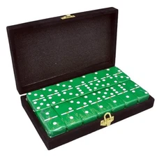 Domino Double Six 6 Green Jumbo Tournament Pro size velvet black box spinners