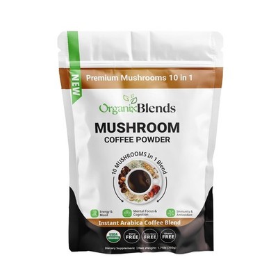 Mushroom Coffee Powder   Instant Arabica with 10 Functional Mushrooms - 1.75 lbs