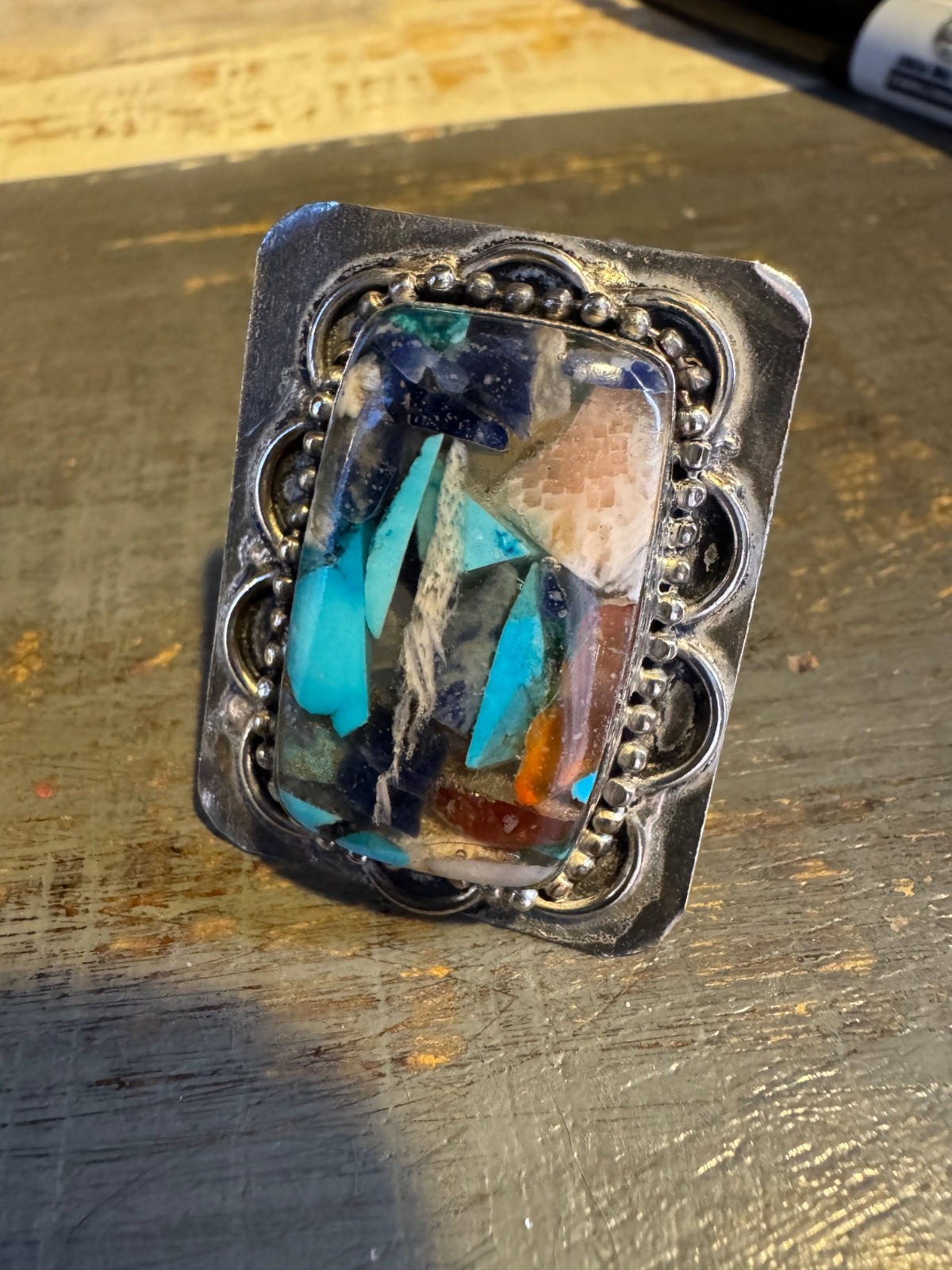 Statement Ring - Silver-tone. Size 7.5 - image 4