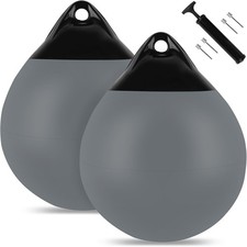 12inch Boat Mooring Buoy 2 Pack,Round Boat Fenders Ball Grey-2Pack 11.4"x14"