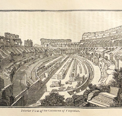 1831 Colosseum Of Vespasian Wood Engraving Victorian Rome Italy Arena A7C