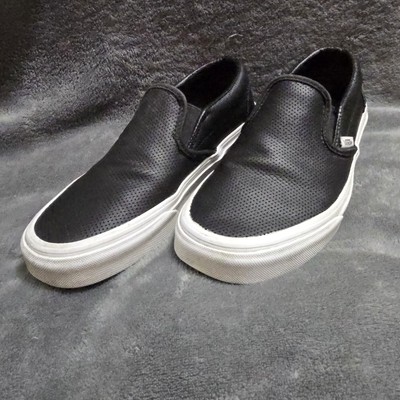 Vans Leather Black and White Classic Slip-On Sneakers Women's Size 7