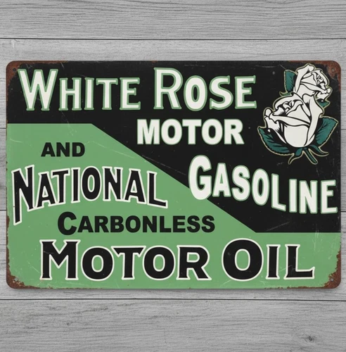 White Rose Motor Gasoline 8 x 12 Vintage Novelty Metal Sign Made In USA New!