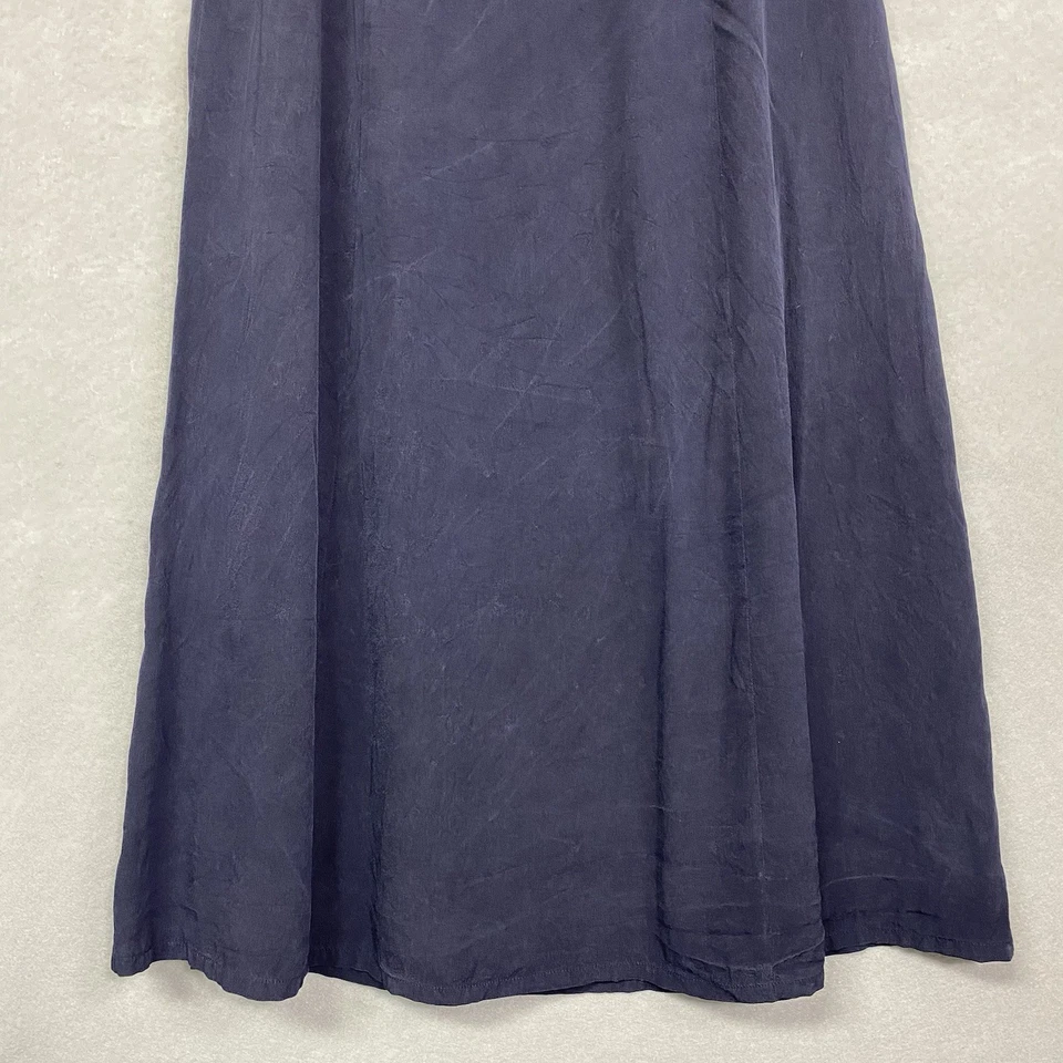 Falda Larga Para Mujer De Colección 100% Seda 6 Azul Marino Refinada Minimalista Tranquila Lujo Foto 3 de 4