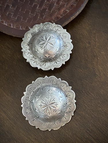Vintage Visalia Stock Saddle Co.Sterling Silver Large Conchos Bridle Spurs
