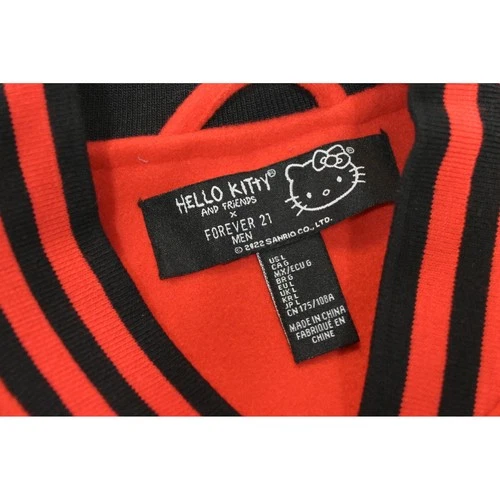 Forever 21 Hello Kitty Varsity Jacket Mens Large Red Black Faux Leather EUC image 6
