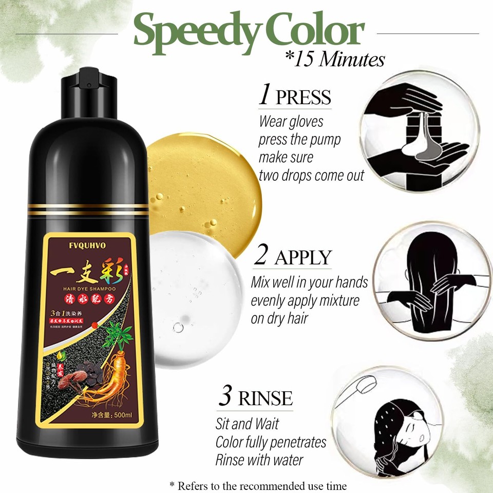 Light Brown Hair Dye Shampoo 3 in 1, Instant Brown Hair Color Shampoo for Gray eBay