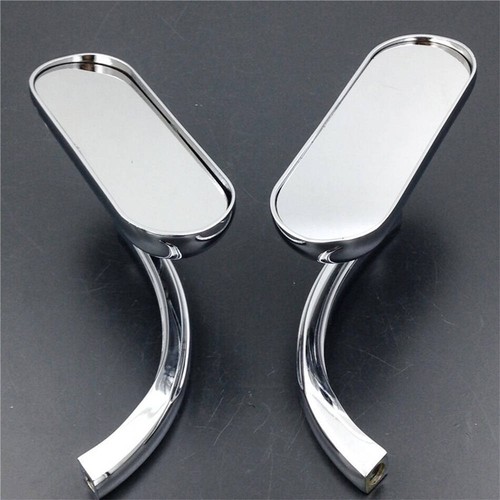 Motorcycle Rear View Mirrors Mini Oval Chrome For Harley For Honda For Kawasaki - Picture 5 of 5