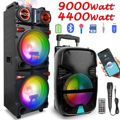 9000W Portable Bluetooth Speaker Sub woofer Heavy Bass Sound Party System W/ Mic