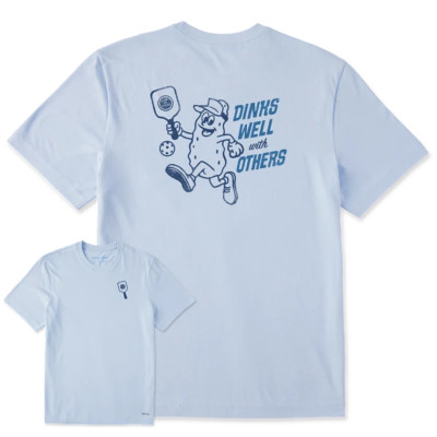 Life is Good. Men's Dinks Well Short Sleeve Crusher Tee, Glacier Blue