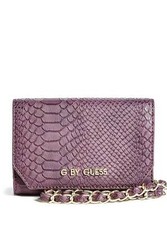 NEW G BY GUESS MCKENNA PURPLE WINE LEATHERETTE,SNAKE,PHONE,FLAP,WRISTLET,WALLET