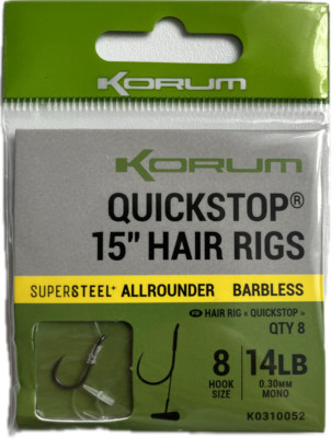 Korum Angelhaken (8er Pack) Quickstop Hair Rigs Allrounder