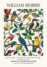 William Morris Vintage Tropical Birds Cotton Prints Exhibition Wall Art Poster 