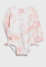Baby Gap Pink Tie Dye Long Sleeve Rash Guard One Piece Swim Suit NWT 6-12 M
