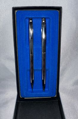 Sheaffer White Dot Pen and Pencil Set Chrome With Box USA Both Write
