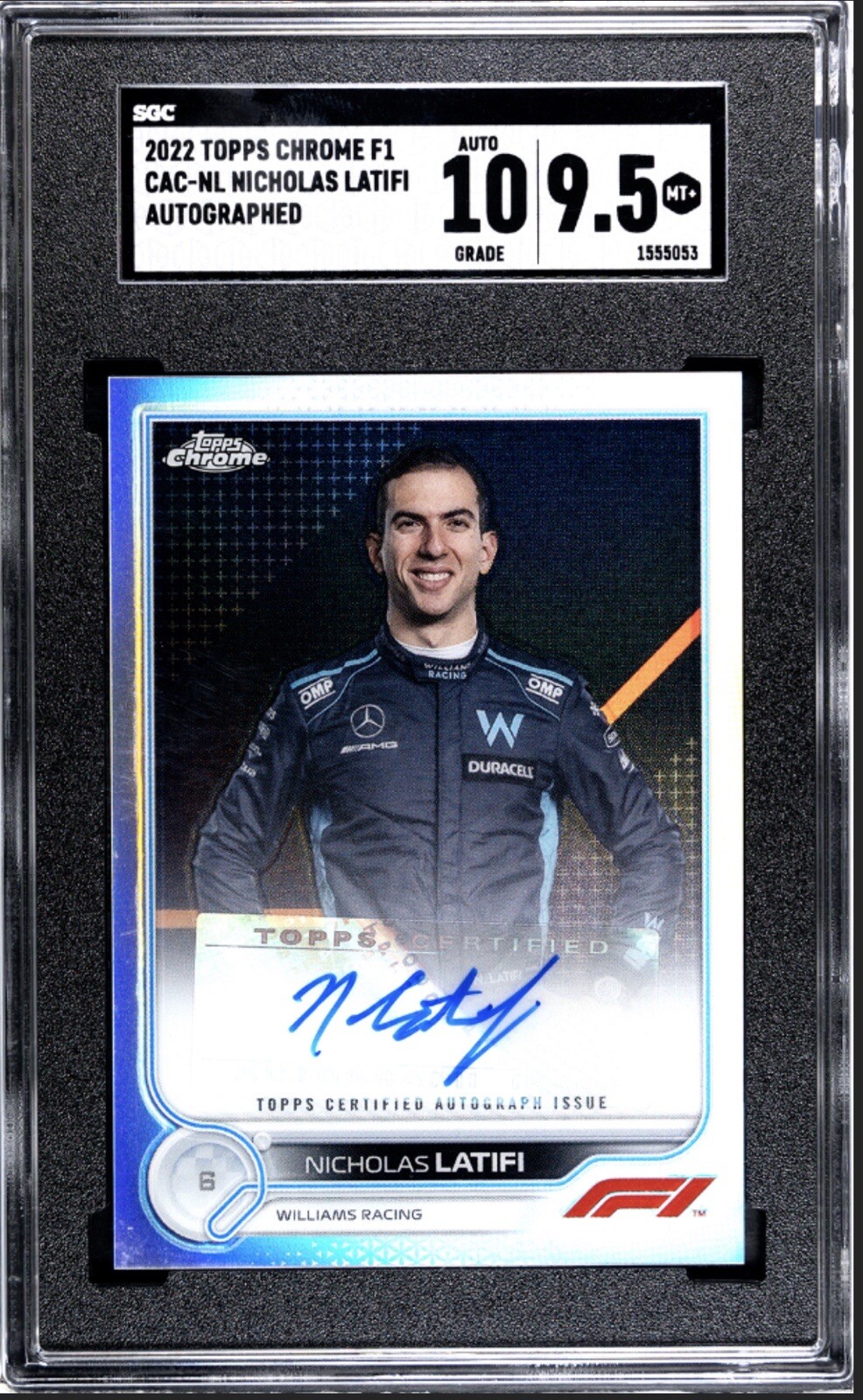 2022 Topps Chrome F1 Nicholas Latifi Autograph SGC 9.5