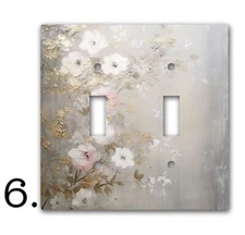 Decorative Acrylic Light Switch/Electrical Outlet Cover - White Flowers