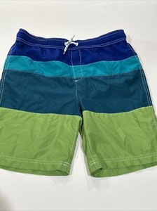 Lands End Swim Trunks Shorts Boy's L 14-16 Colorblock Blue Green