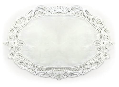 Traditionelle Handarbeit Baumwolle Tablett 2er Pack weiß Latten Spitze Deckchen 30 x 45 cm - Bild 3 von 5
