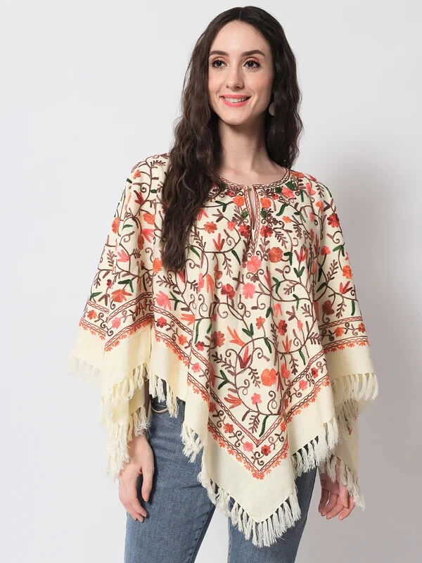 Kashmiri Poncho Woolen With Jaal Embroidery And Silk Lining Traditional Aari Art
Opens in a new wind