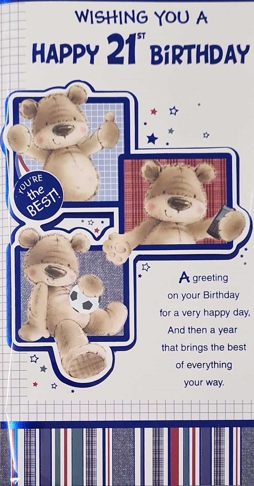 Happy 21st Birthday Card 21 Today You're The Best Cute Bear Football Phone