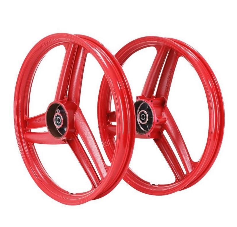 Jante cyclo 17 rouge look Grimeca pour Peugeot 103 MVL et SPX à bâtons